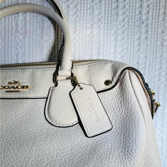 Coach White Leather Satchel with Detachable Strap - Picture 4 of 15